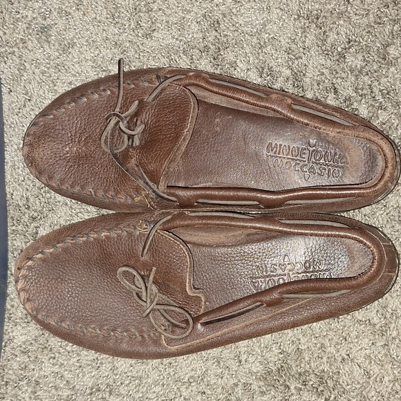 Minnetonka leather moccasins slip ons - 11 - brown chocolate moose - Picture 6 of 9